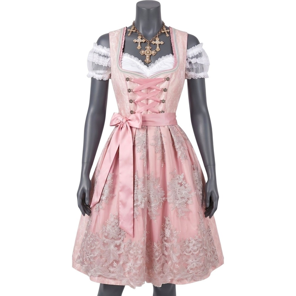 New M Oktoberfest Dirndl Pink Traditional German‎ Lace Austrian Dress